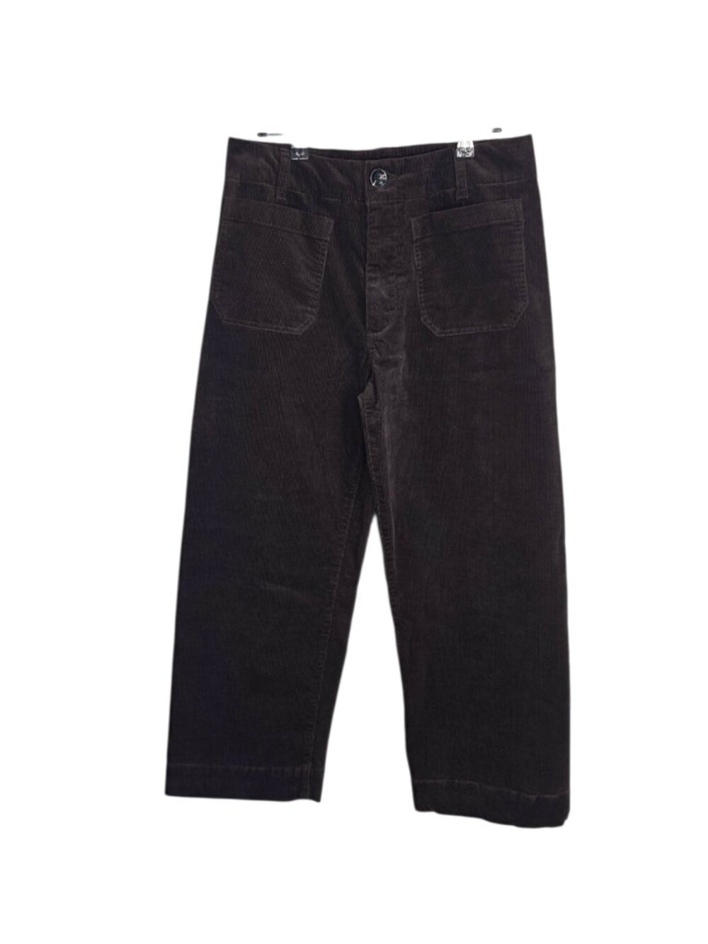 Quince Organic Stretch Corduroy Cropped Wide Leg Pants, Brown, Size 8 Womens
